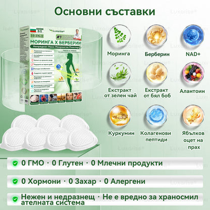 Официален магазин  | 🟡𝑳𝒖𝒙𝒂𝒓𝒊𝒔𝒆® Моринга X Берберин 10-In-1 Напреднал Нано Микроигли Пластир（Веднъж дневно, видими промени за 𝟕 дни） Наднормено тегло, диабет, сънна апнея и ставни проблеми